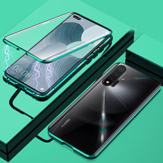 Handyhülle Hülle Luxus Aluminium Metall Rahmen Spiegel 360 Grad Ganzkörper Tasche T04 für Huawei Nova 6 Grün