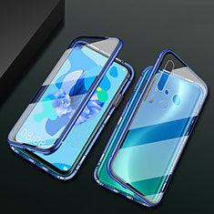 Handyhülle Hülle Luxus Aluminium Metall Rahmen Spiegel 360 Grad Ganzkörper Tasche T04 für Huawei P20 Lite (2019) Blau