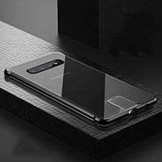 Handyhülle Hülle Luxus Aluminium Metall Rahmen Spiegel 360 Grad Ganzkörper Tasche T04 für Samsung Galaxy S10 Plus Schwarz