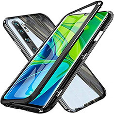 Handyhülle Hülle Luxus Aluminium Metall Rahmen Spiegel 360 Grad Ganzkörper Tasche T04 für Xiaomi Mi Note 10 Pro Schwarz