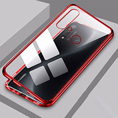 Handyhülle Hülle Luxus Aluminium Metall Rahmen Spiegel 360 Grad Ganzkörper Tasche T06 für Huawei P20 Lite (2019) Rot