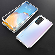 Handyhülle Hülle Luxus Aluminium Metall Rahmen Spiegel 360 Grad Ganzkörper Tasche T06 für Huawei P40 Silber