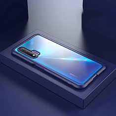 Handyhülle Hülle Luxus Aluminium Metall Rahmen Spiegel 360 Grad Ganzkörper Tasche T07 für Huawei Nova 6 Blau