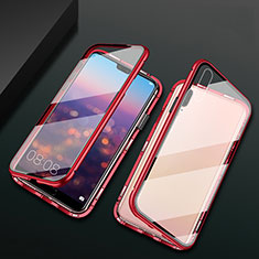 Handyhülle Hülle Luxus Aluminium Metall Rahmen Spiegel 360 Grad Ganzkörper Tasche T07 für Huawei P20 Rot