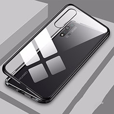 Handyhülle Hülle Luxus Aluminium Metall Rahmen Spiegel 360 Grad Ganzkörper Tasche T10 für Huawei Nova 5 Pro Schwarz