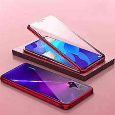 Handyhülle Hülle Luxus Aluminium Metall Rahmen Spiegel 360 Grad Ganzkörper Tasche T14 für Huawei Nova 5 Pro Rot