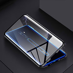 Handyhülle Hülle Luxus Aluminium Metall Rahmen Spiegel 360 Grad Tasche C01 für Oppo Reno2 Schwarz