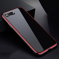 Handyhülle Hülle Luxus Aluminium Metall Rahmen Spiegel 360 Grad Tasche für Apple iPhone 7 Plus Rot