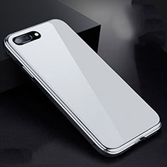 Handyhülle Hülle Luxus Aluminium Metall Rahmen Spiegel 360 Grad Tasche für Apple iPhone 7 Plus Weiß