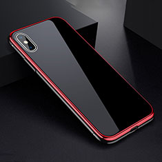 Handyhülle Hülle Luxus Aluminium Metall Rahmen Spiegel 360 Grad Tasche für Apple iPhone X Rot und Schwarz