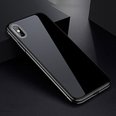 Handyhülle Hülle Luxus Aluminium Metall Rahmen Spiegel 360 Grad Tasche für Apple iPhone X Schwarz