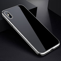 Handyhülle Hülle Luxus Aluminium Metall Rahmen Spiegel 360 Grad Tasche für Apple iPhone X Silber