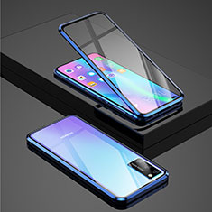 Handyhülle Hülle Luxus Aluminium Metall Rahmen Spiegel 360 Grad Tasche für Huawei Honor View 30 Pro 5G Blau