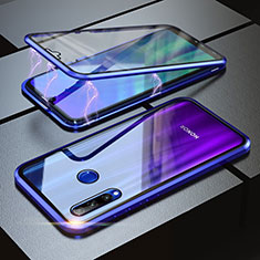 Handyhülle Hülle Luxus Aluminium Metall Rahmen Spiegel 360 Grad Tasche für Huawei P Smart+ Plus (2019) Blau