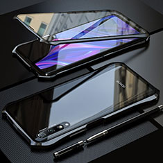 Handyhülle Hülle Luxus Aluminium Metall Rahmen Spiegel 360 Grad Tasche für Huawei P Smart Pro (2019) Schwarz