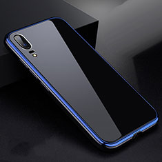 Handyhülle Hülle Luxus Aluminium Metall Rahmen Spiegel 360 Grad Tasche für Huawei P20 Blau und Schwarz