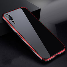 Handyhülle Hülle Luxus Aluminium Metall Rahmen Spiegel 360 Grad Tasche für Huawei P20 Rot und Schwarz