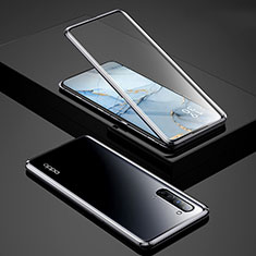 Handyhülle Hülle Luxus Aluminium Metall Rahmen Spiegel 360 Grad Tasche für Oppo K7 5G Schwarz