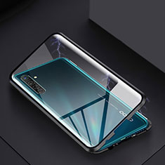 Handyhülle Hülle Luxus Aluminium Metall Rahmen Spiegel 360 Grad Tasche für Realme X2 Schwarz