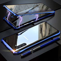 Handyhülle Hülle Luxus Aluminium Metall Rahmen Spiegel 360 Grad Tasche für Samsung Galaxy Note 10 Blau