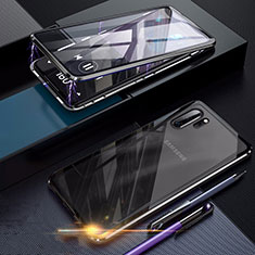 Handyhülle Hülle Luxus Aluminium Metall Rahmen Spiegel 360 Grad Tasche für Samsung Galaxy Note 10 Plus Schwarz