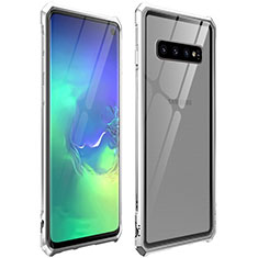 Handyhülle Hülle Luxus Aluminium Metall Rahmen Spiegel 360 Grad Tasche für Samsung Galaxy S10 5G Silber