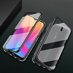 Handyhülle Hülle Luxus Aluminium Metall Rahmen Spiegel 360 Grad Tasche für Xiaomi Redmi 8A Schwarz