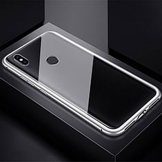 Handyhülle Hülle Luxus Aluminium Metall Rahmen Spiegel 360 Grad Tasche für Xiaomi Redmi Note 7 Silber