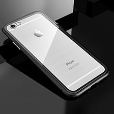 Handyhülle Hülle Luxus Aluminium Metall Rahmen Spiegel 360 Grad Tasche M01 für Apple iPhone 6 Plus Schwarz