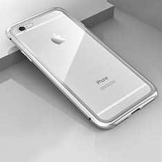 Handyhülle Hülle Luxus Aluminium Metall Rahmen Spiegel 360 Grad Tasche M01 für Apple iPhone 6S Silber