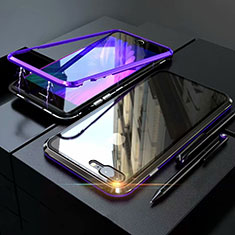 Handyhülle Hülle Luxus Aluminium Metall Rahmen Spiegel 360 Grad Tasche M01 für Apple iPhone 7 Plus Violett