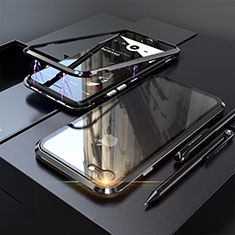 Handyhülle Hülle Luxus Aluminium Metall Rahmen Spiegel 360 Grad Tasche M01 für Apple iPhone 7 Schwarz