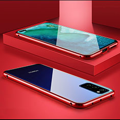 Handyhülle Hülle Luxus Aluminium Metall Rahmen Spiegel 360 Grad Tasche M01 für Huawei Honor View 30 5G Rot