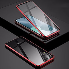Handyhülle Hülle Luxus Aluminium Metall Rahmen Spiegel 360 Grad Tasche M01 für Huawei Nova 7i Rot