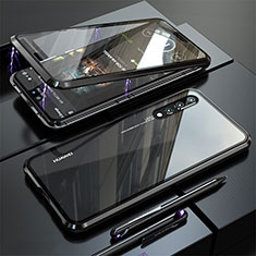 Handyhülle Hülle Luxus Aluminium Metall Rahmen Spiegel 360 Grad Tasche M01 für Huawei P20 Pro Schwarz