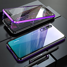 Handyhülle Hülle Luxus Aluminium Metall Rahmen Spiegel 360 Grad Tasche M01 für Huawei P20 Pro Violett