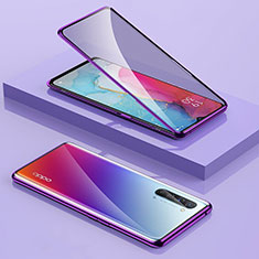 Handyhülle Hülle Luxus Aluminium Metall Rahmen Spiegel 360 Grad Tasche M01 für Oppo Find X2 Lite Violett