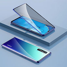 Handyhülle Hülle Luxus Aluminium Metall Rahmen Spiegel 360 Grad Tasche M01 für Oppo K7 5G Blau