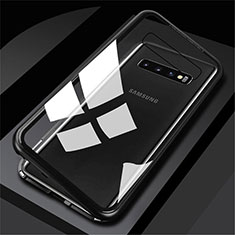 Handyhülle Hülle Luxus Aluminium Metall Rahmen Spiegel 360 Grad Tasche M01 für Samsung Galaxy S10 5G Schwarz