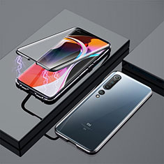 Handyhülle Hülle Luxus Aluminium Metall Rahmen Spiegel 360 Grad Tasche M01 für Xiaomi Mi 10 Schwarz