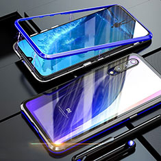 Handyhülle Hülle Luxus Aluminium Metall Rahmen Spiegel 360 Grad Tasche M01 für Xiaomi Mi 9 Blau