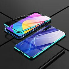 Handyhülle Hülle Luxus Aluminium Metall Rahmen Spiegel 360 Grad Tasche M01 für Xiaomi Mi A3 Grün