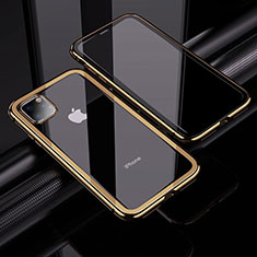 Handyhülle Hülle Luxus Aluminium Metall Rahmen Spiegel 360 Grad Tasche M02 für Apple iPhone 11 Pro Gold