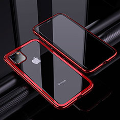 Handyhülle Hülle Luxus Aluminium Metall Rahmen Spiegel 360 Grad Tasche M02 für Apple iPhone 11 Pro Rot