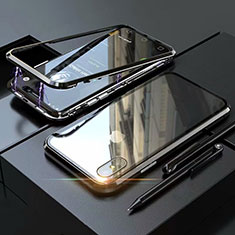 Handyhülle Hülle Luxus Aluminium Metall Rahmen Spiegel 360 Grad Tasche M02 für Apple iPhone X Schwarz