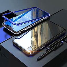 Handyhülle Hülle Luxus Aluminium Metall Rahmen Spiegel 360 Grad Tasche M02 für Apple iPhone Xs Max Blau