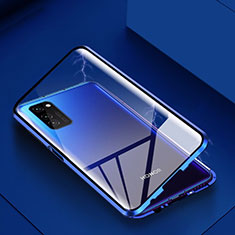 Handyhülle Hülle Luxus Aluminium Metall Rahmen Spiegel 360 Grad Tasche M02 für Huawei Honor View 30 Pro 5G Blau