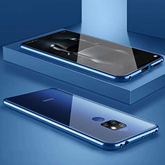 Handyhülle Hülle Luxus Aluminium Metall Rahmen Spiegel 360 Grad Tasche M02 für Huawei Nova 5i Pro Blau