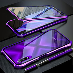 Handyhülle Hülle Luxus Aluminium Metall Rahmen Spiegel 360 Grad Tasche M02 für Huawei Y9 Prime (2019) Violett