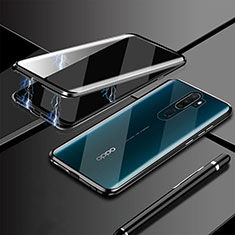 Handyhülle Hülle Luxus Aluminium Metall Rahmen Spiegel 360 Grad Tasche M02 für Oppo A9 (2020) Schwarz